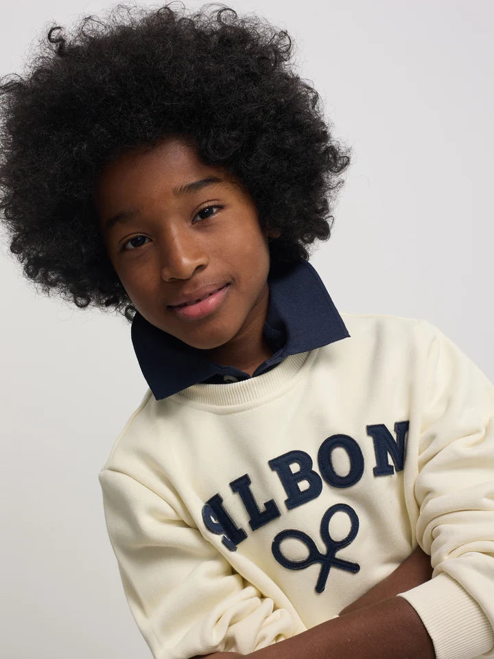 SUDADERA KIDS RAQUETA MEDIA CREMA