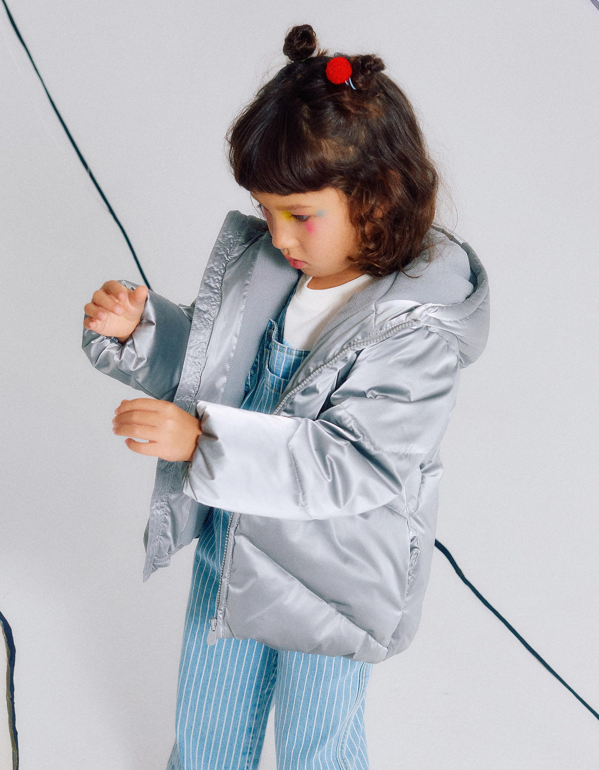 ABRIGO PARA NIÑA PLATA