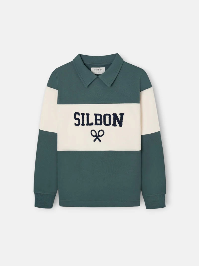 SUDADERA CUELLO POLO BLOQUE VERDE