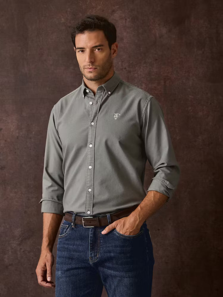 CAMISA GARMENT DYED OLIVA