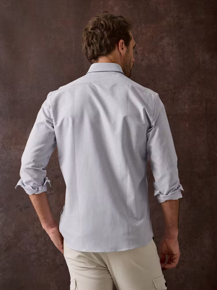 CAMISA OXFORD RAYAS MARINO