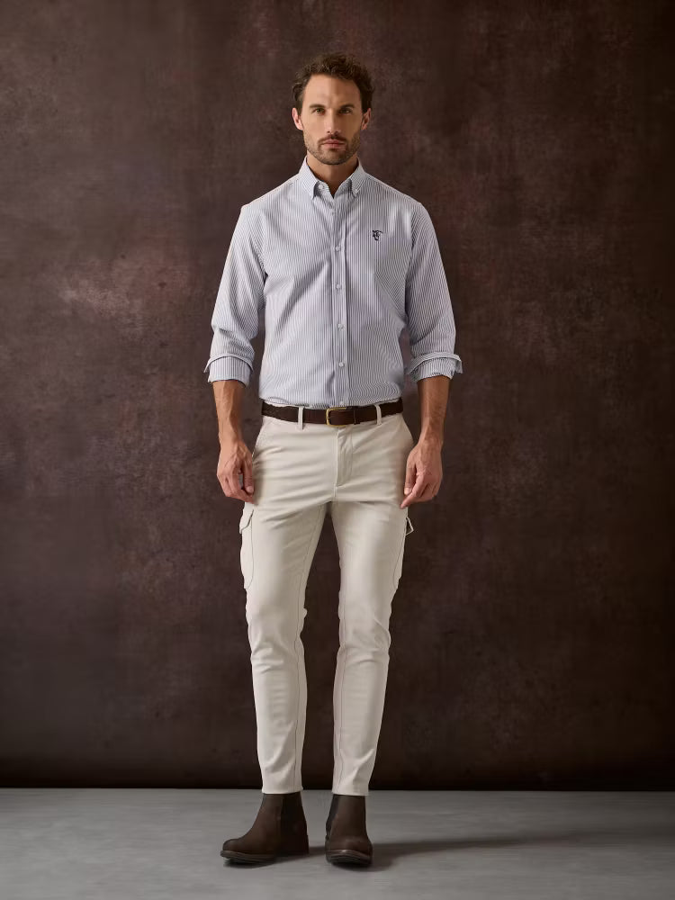 CAMISA OXFORD RAYAS MARINO