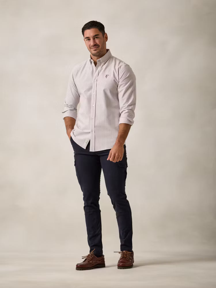 CAMISA OXFORD RAYAS TAUPE
