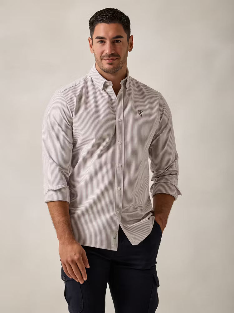 CAMISA OXFORD RAYAS TAUPE