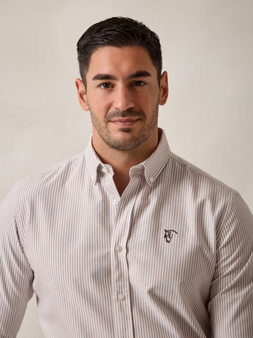 CAMISA OXFORD RAYAS TAUPE