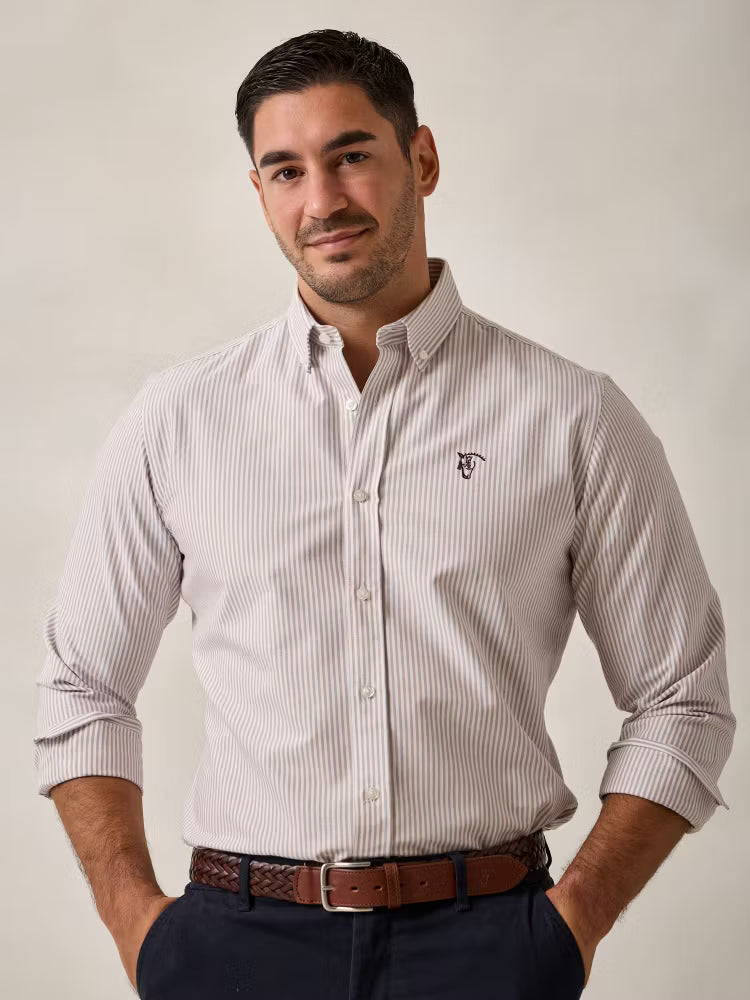 CAMISA OXFORD RAYAS TAUPE