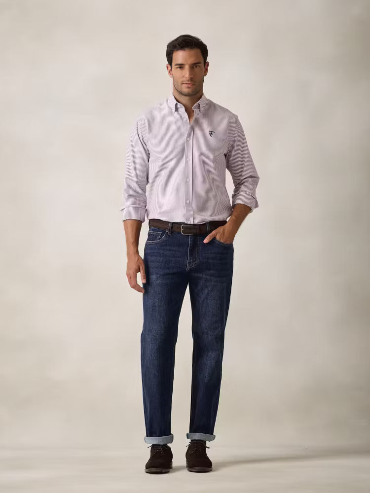 CAMISA OXFORD RAYAS TINTO