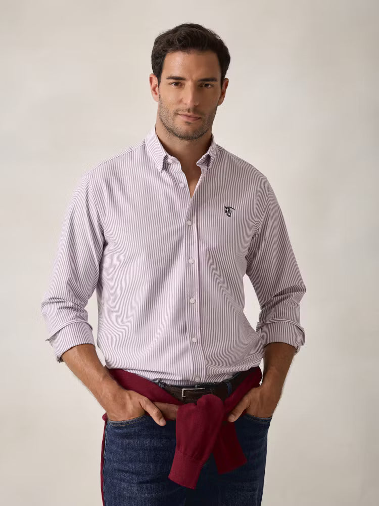 CAMISA OXFORD RAYAS TINTO